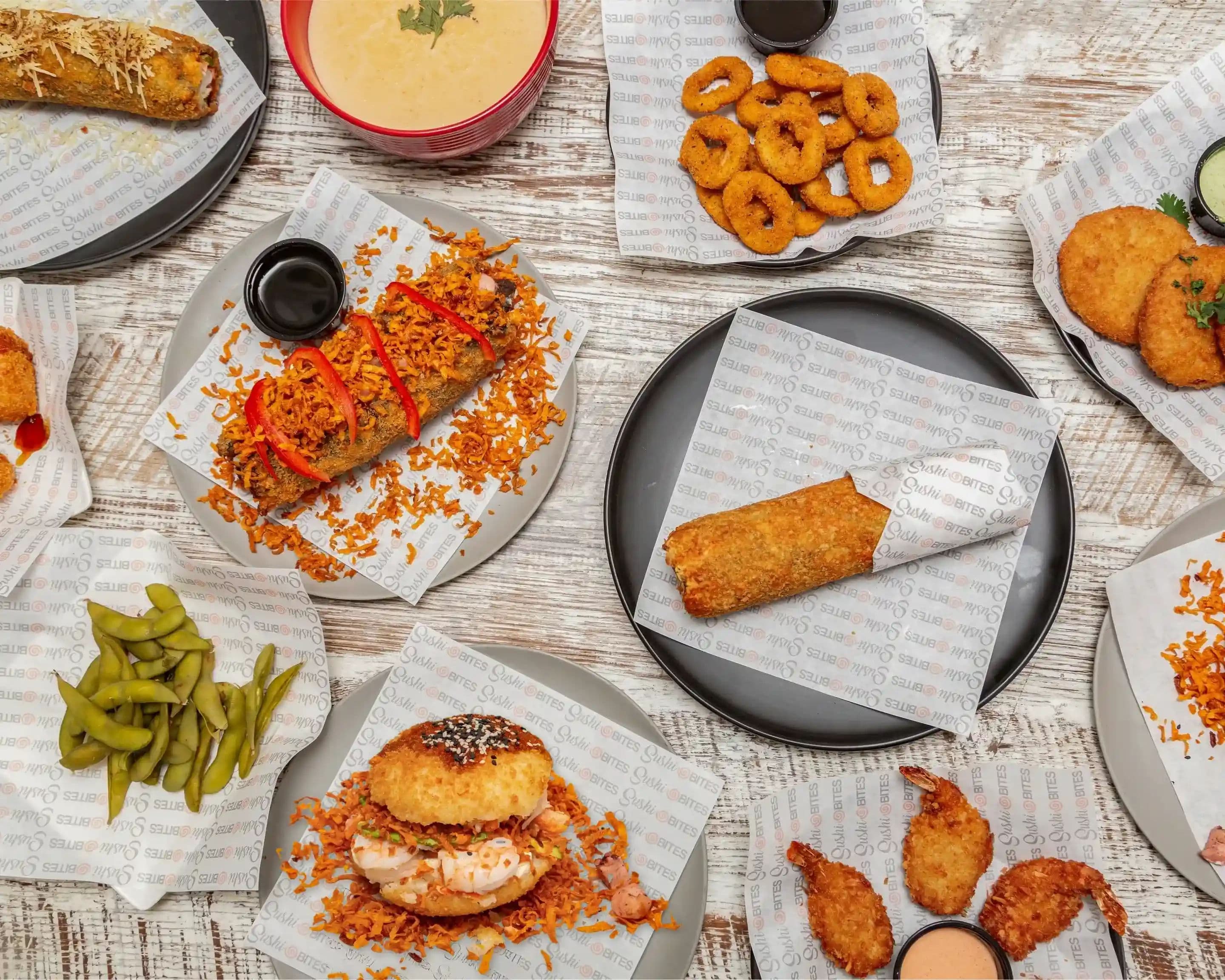 Fried sushi handrolls, burgers and hotdogs at Sushi Bites Tampa